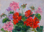 Geraniums, painting by Jean Lester 