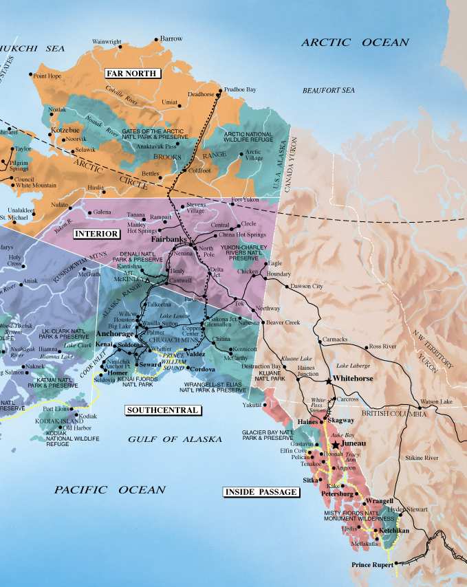 Folded Alaska Map with Northwest Canada Ships worldwide Details about   Alaska Road Map 